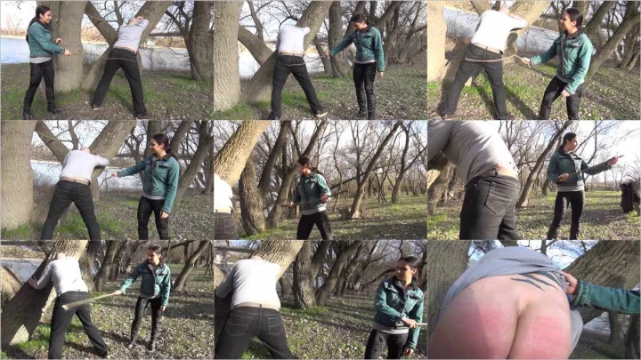 Screenshot 1 aus Femdom at the river : stick spanking
