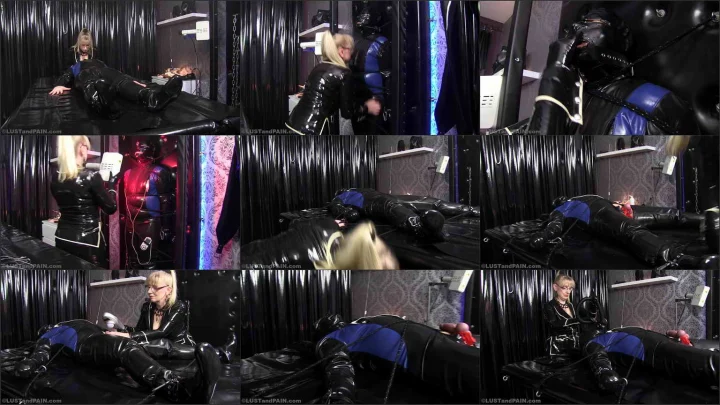 Screenshot 1 aus Lady Annita von Dix – Rubber Playtime, Gas Mask & Electro Torture on Bondage Table