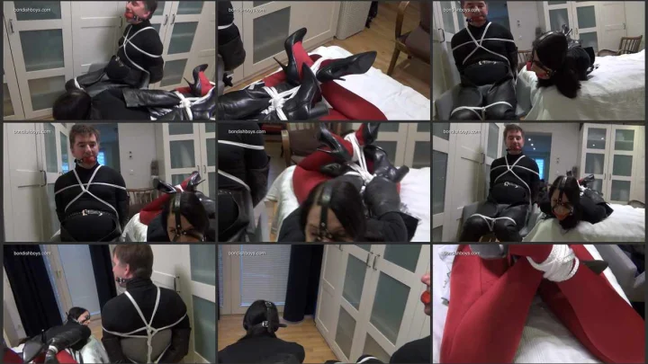 Screenshot 1 aus Couple Bondage: Chairtied And Hogtied. bondishboys com