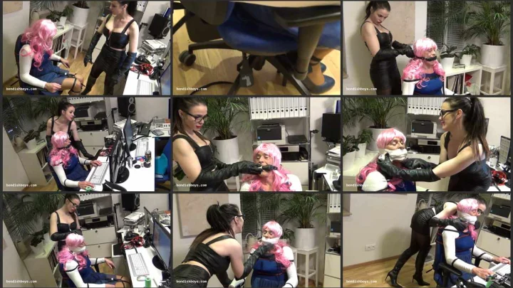 Screenshot 1 aus Michael “Sissy Style” Crossdresser Bondage Office Perils. bondishboys com