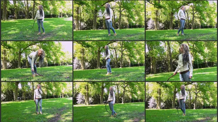 Screenshot 1 aus German Mistress Mandalex, First Trys With 3 Bullwhips