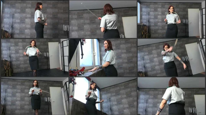 Screenshot 1 aus German Female Domination Miss Nora, The Strict Caning Officer POV Femdom