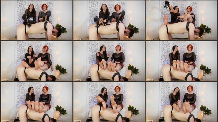 Screenshot 1 from Maia McQueen and Stella Liberty Foot Domination, Human Footstool for Mistresses – Stella Liberty Femdom Video