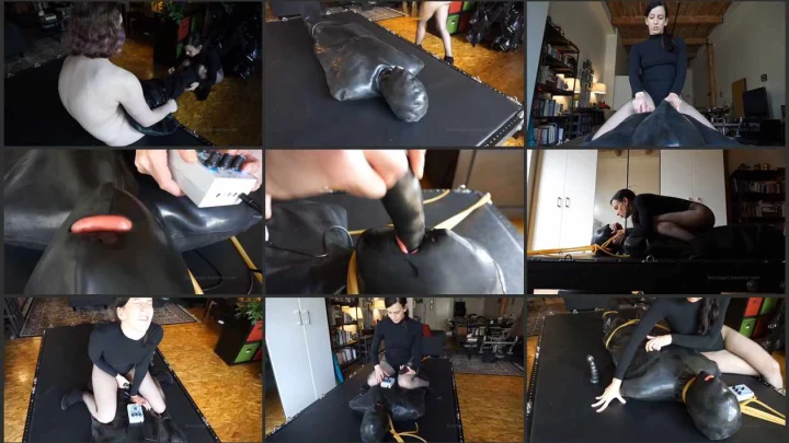 Screenshot 1 aus Rubber Bondage, Shock and Awe – Elise Graves and Transsexual Crimson