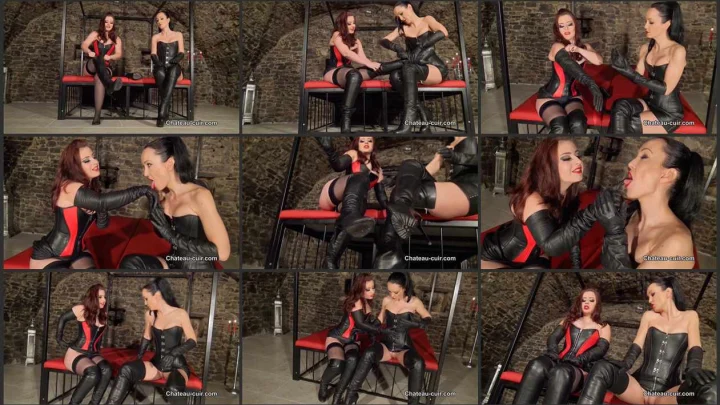 Screenshot 1 aus Lesbian Glove Fetish, Leather Loving Girlfriends with Lexie Candy and Fetish Liza part 1
