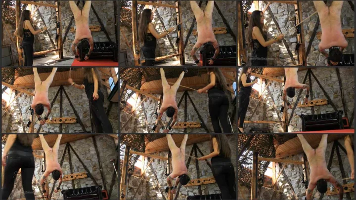 Screenshot 1 aus Bondage and Whipping Male, Hang Em – Cane Em! with Miss Sarah