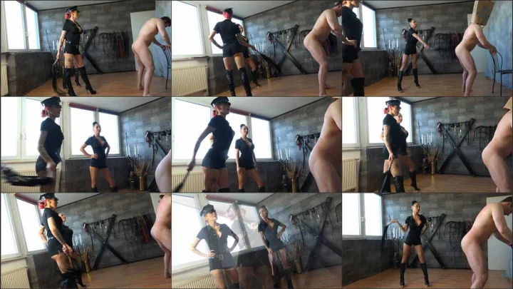 Screenshot 1 aus Double Whipping, Guess Who Whips You with Mistress Medina and Lady Annabella