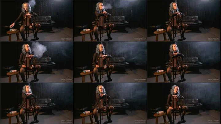 Screenshot 1 aus Smoking Fetish Art In a Sexy Black Dress with Mistress Anette