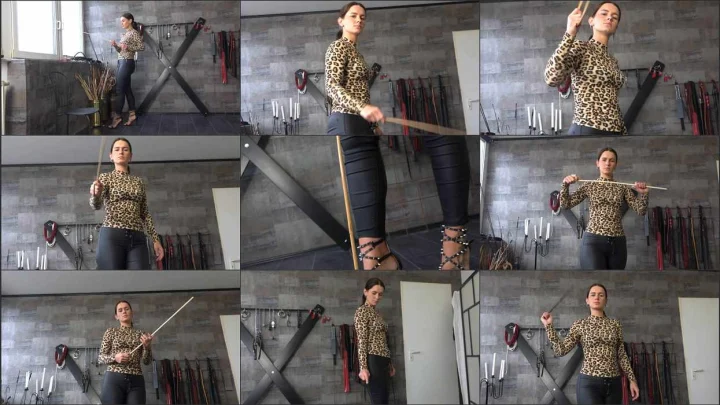 Screenshot 1 aus 7min POV Femdom Video Clip, Leopard Canemistress with German Miss Lina