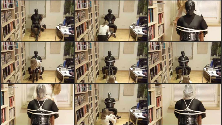 Screenshot 1 aus Chairtied Gagged & Bagged in Zentai Suit & Highboots