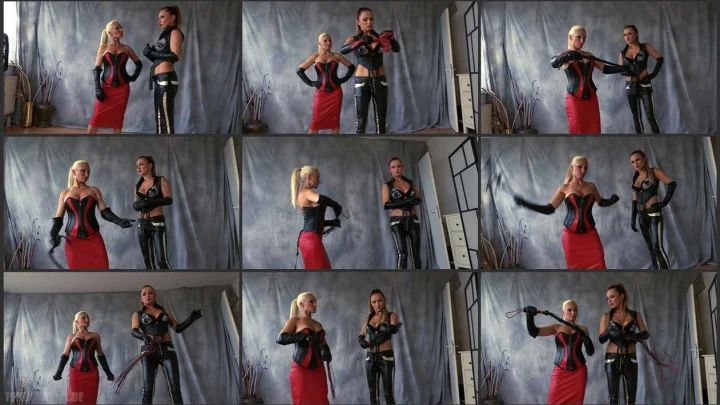 Screenshot 1 aus Goddess Ladies in Leather Gloves Testing Whips with Lady Olga and Empress Kim