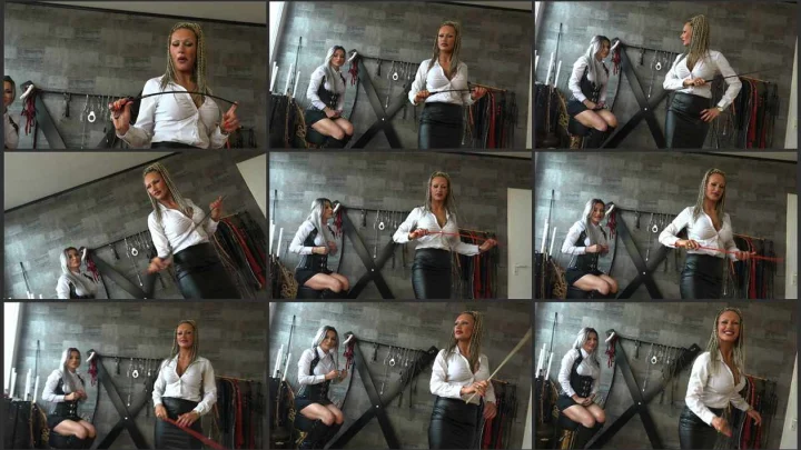 Screenshot 1 aus Caning Femdom POV Clip with 2 Superhot Mistresses Olga And Madame X, Caned Hard