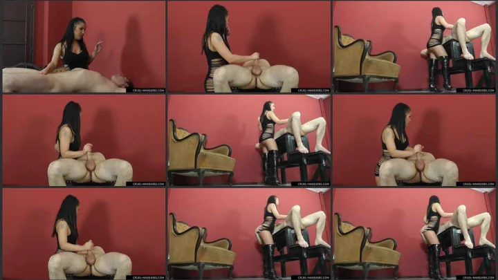 Screenshot 1 aus Orgasm Control, Hateful Ashtray with Beautiful Mistress in Black Lace Dress