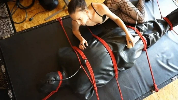 Restrained Rubber bondageliberation