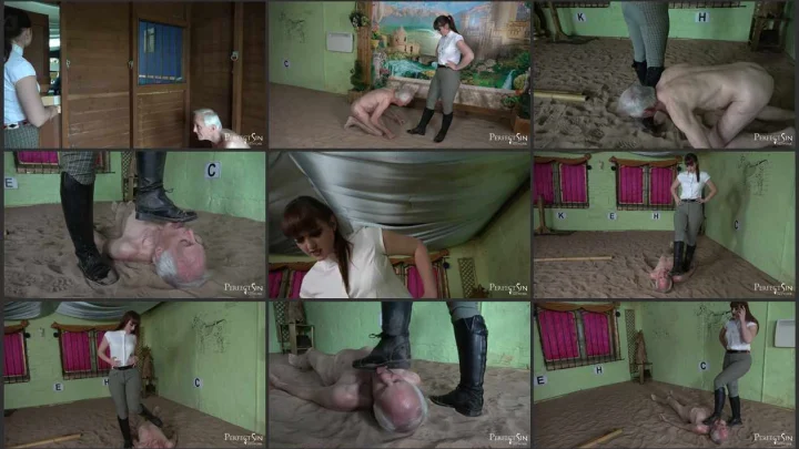Screenshot 1 aus Licking Dirty Boots in the stable – Punishment for the Sniffer