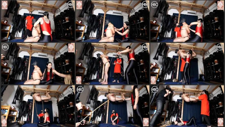 Screenshot 1 aus Three Japanese Mistress Tied up Slave in Doggy Suit