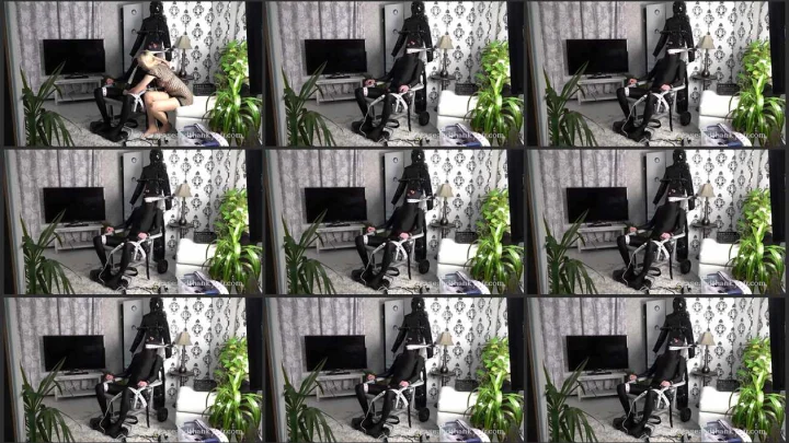 Screenshot 1 from Denial Request 2: Slave tied to a chair and a vibrator between his legs