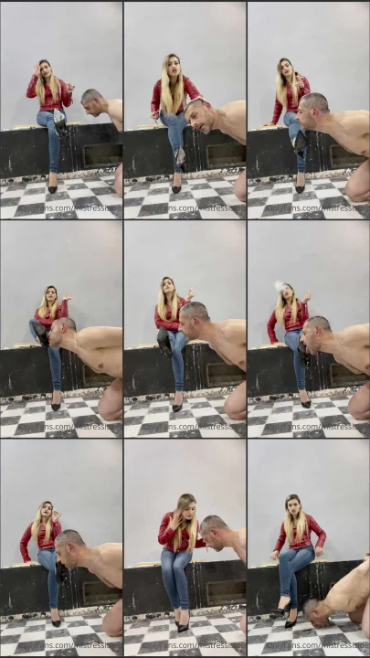 Screenshot 1 aus Herrin Iside trainiert einen Sklaven, um Stiefel zu lecken.