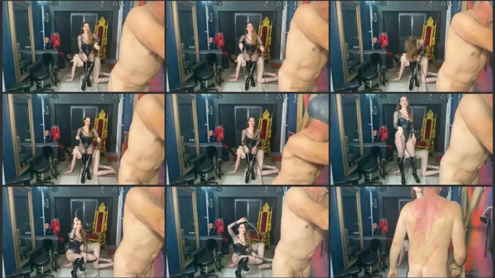 Screenshot 1 aus Peitschenübung im Sitzen auf einem Sklaven von Göttin Gynarchie