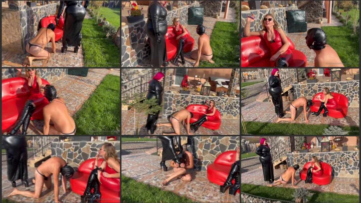 Screenshot 1 aus Zwei Dommes in Latex und ein Sklave, kannst du erraten, was als Nächstes passiert ist?